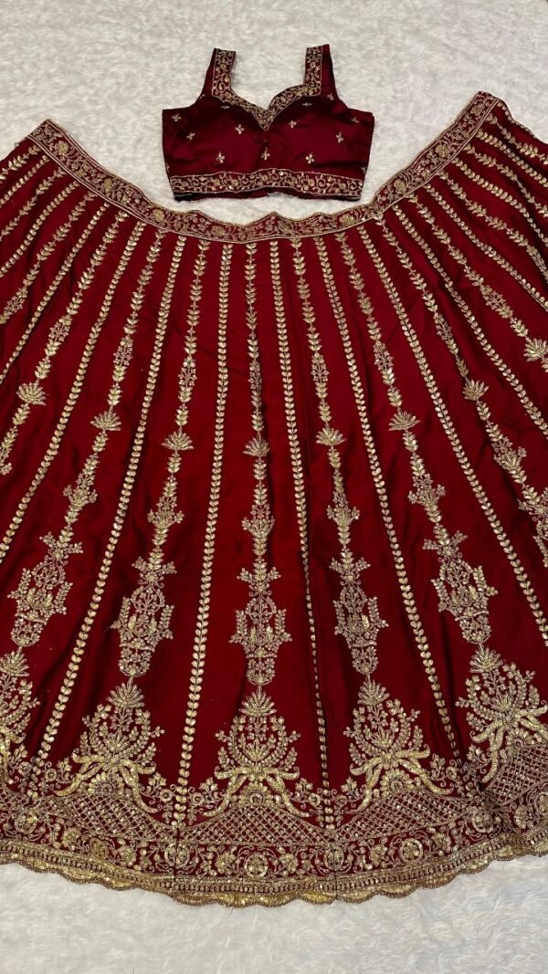 Red Kasturi silk elegant bridal set lehenga with traditional