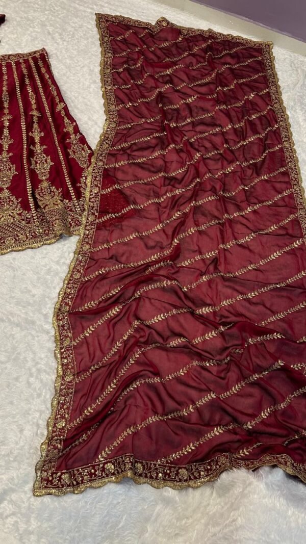 Red Kasturi silk elegant bridal set lehenga with traditional
