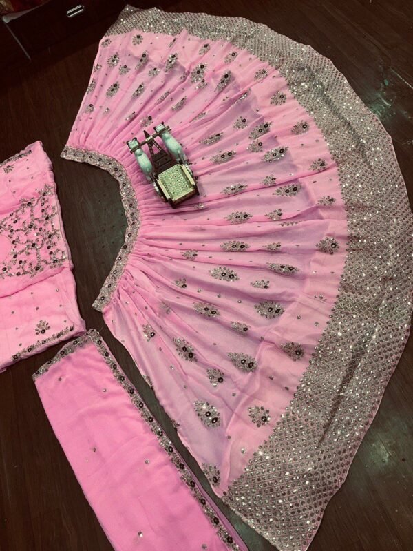 photo_6224511049588133124_y Pink Fox Georgette Sequence casual simple lehenga