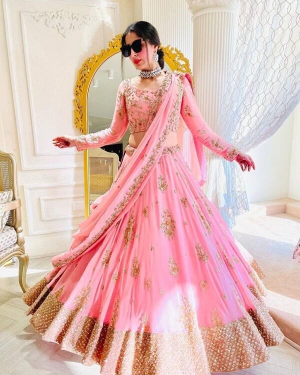 photo_6224511049588133126_y Pink Fox Georgette Sequence casual simple lehenga