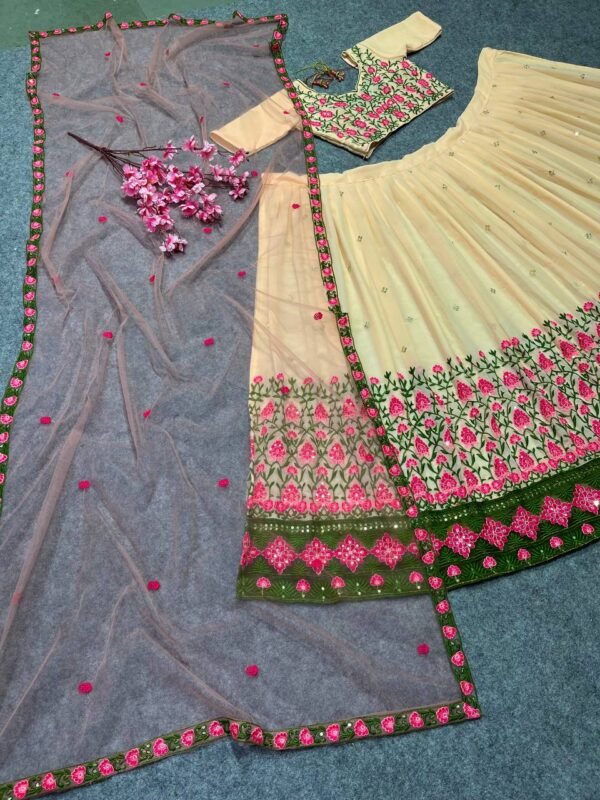 Chiku Pink Attractive Party Wear Silk Lehenga choli
