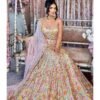 White mirror Embroidery Sequins floral design bridal lehenga