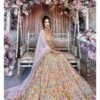 White mirror Embroidery Sequins floral design bridal lehenga