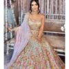 White mirror Embroidery Sequins floral design bridal lehenga