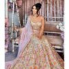 White mirror Embroidery Sequins floral design bridal lehenga