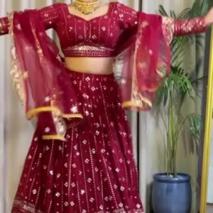Maroon sequence traditional casual Fox Georgette lehenga