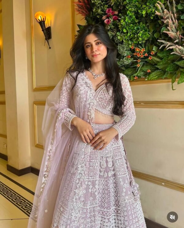 photo_6267027901513843298_y Soft Pink embroidery with tassel work dinner bridal lehenga