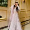 Soft Pink embroidery with tassel work dinner bridal lehenga