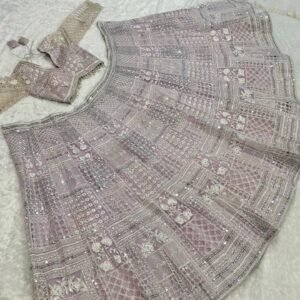 Soft Pink embroidery with tassel work dinner bridal lehenga