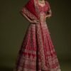 Red Bollywood grand shiny dinner bridal sequence lehenga