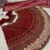 Red Bollywood grand shiny dinner bridal sequence lehenga