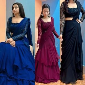 Lehenga saree blue & purple readymade casual wear
