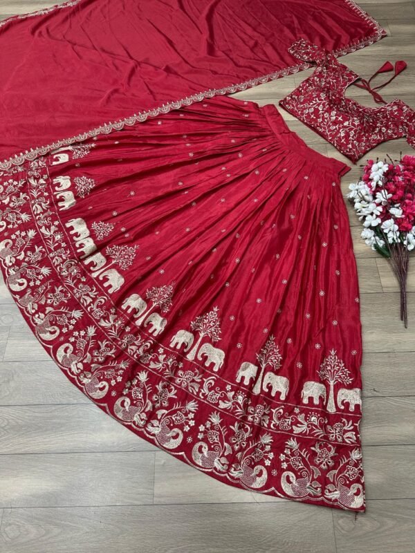 photo_6314467563349852610_y Red chinon traditional micro cotton casual lehenga