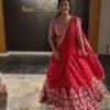 Red chinon traditional micro cotton casual lehenga