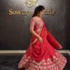 Red chinon traditional micro cotton casual lehenga