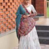 White navratri lehenga choli mirror work casual wear