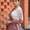 White navratri lehenga choli mirror work casual wear