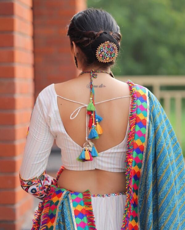photo_6334725631299930437_y White navratri lehenga choli mirror work casual wear