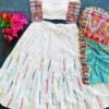 White navratri lehenga choli mirror work casual wear