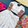 White navratri lehenga choli mirror work casual wear