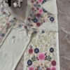 White dinner bridal lehenga colourful floral pattern