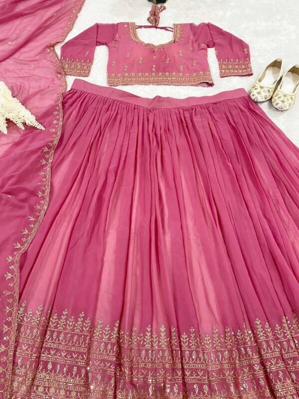 Pink Classic gold embroidery Casual wear lehenga