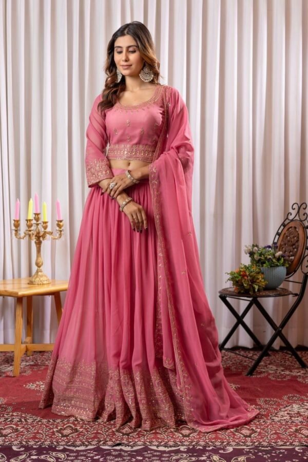 Pink Classic gold embroidery Casual wear lehenga