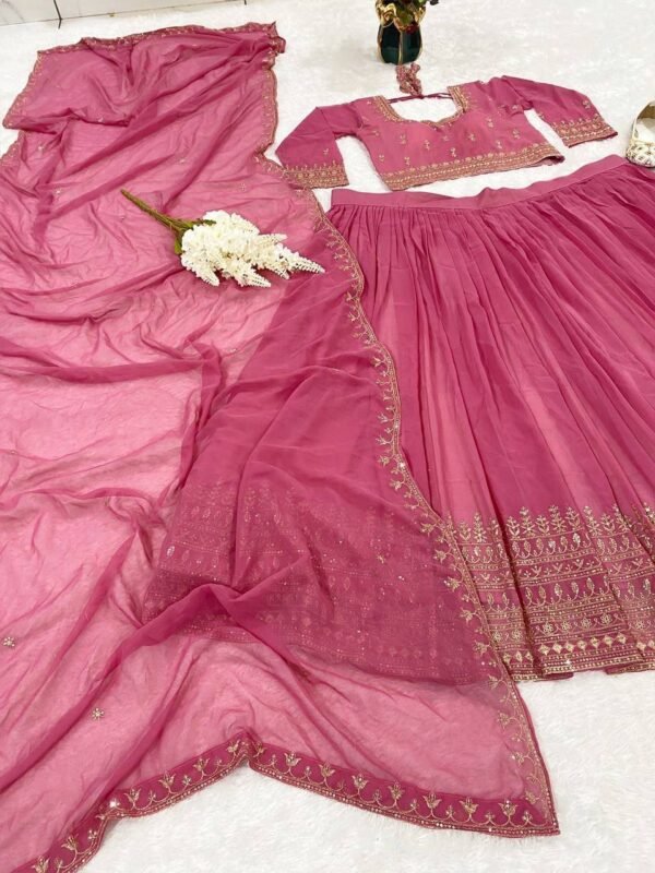 Pink Classic gold embroidery Casual wear lehenga