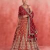 Dusty orange skirt with deep red blouse dinner lehenga