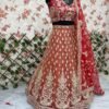 Dusty orange skirt with deep red blouse dinner lehenga