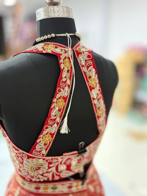 Dusty orange skirt with deep red blouse dinner lehenga