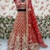 Dusty orange skirt with deep red blouse dinner lehenga