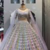 Soft colour mix shiny mirror and sequence dinner lehenga