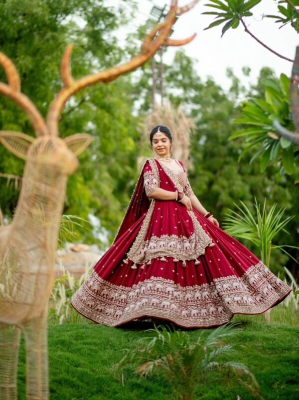 Red Elegant simple look lehenga gold sequence