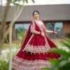 Red Elegant simple look lehenga gold sequence