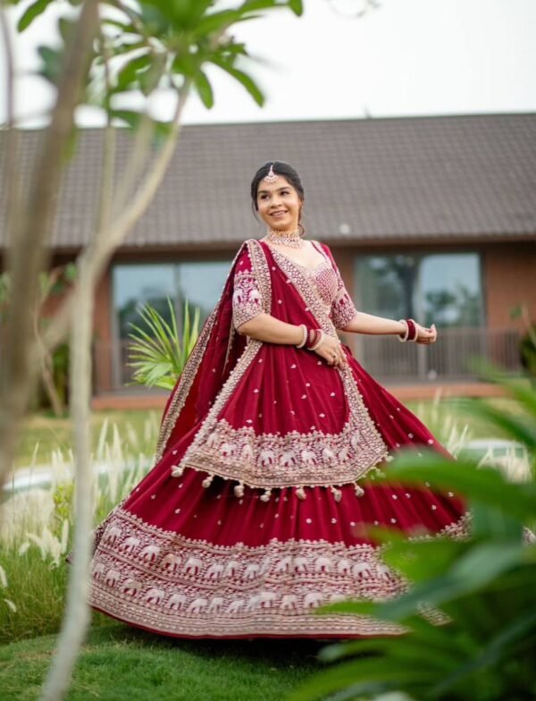 Red Elegant simple look lehenga gold sequence