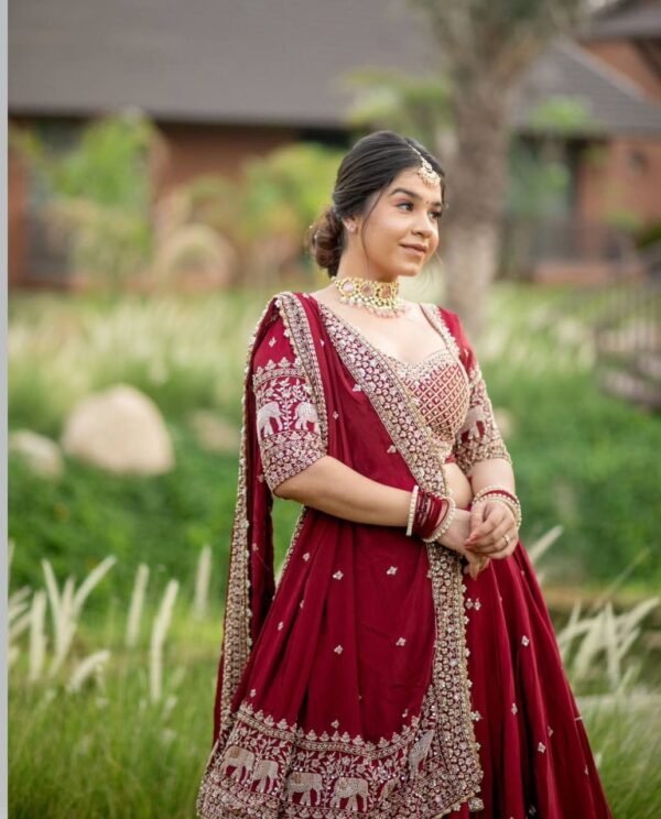 Red Elegant simple look lehenga gold sequence