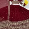 Red Elegant simple look lehenga gold sequence