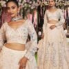White peacock grand bridal dinner embroidery lehenga
