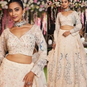 White peacock grand bridal dinner embroidery lehenga