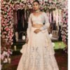 White peacock grand bridal dinner embroidery lehenga