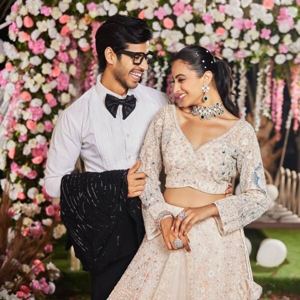 White peacock grand bridal dinner embroidery lehenga