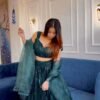 Dark green Dinner shiny sequence work lehenga