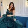 Dark green Dinner shiny sequence work lehenga