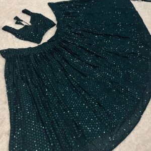 Dark green Dinner shiny sequence work lehenga