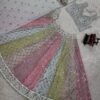Soft many colour mix mirror like foil design lehenga