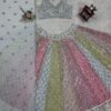 Soft many colour mix mirror like foil design lehenga