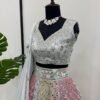 Soft many colour mix mirror like foil design lehenga