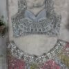 Soft many colour mix mirror like foil design lehenga