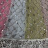 Soft many colour mix mirror like foil design lehenga